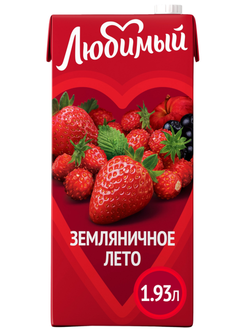 Напиток сокосодержащий Любимый Земляничное лето, 1.93л