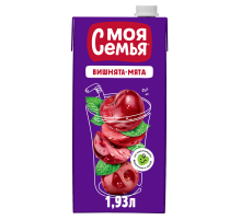 Напиток сокосодержащий Моя семья Вишнята-мята, 1.93л