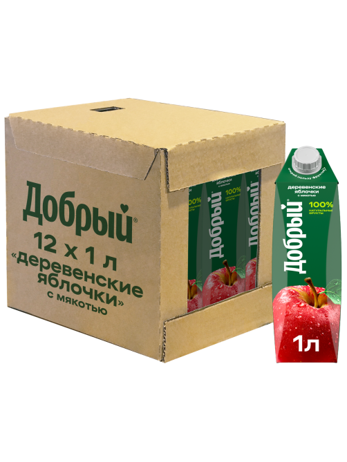 Нектар Добрый Деревенские яблочки с мякотью, 1л