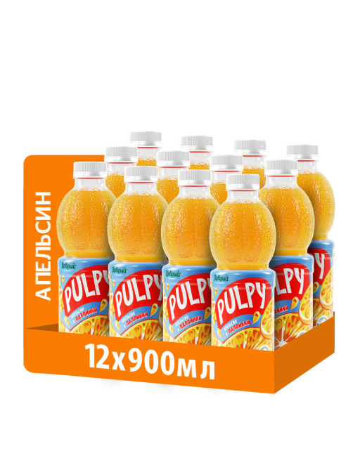 Напиток сокосодержащий Pulpy апельсиновый с мякотью, 900мл