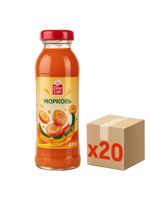 Fine Life Нектар морковный с мякотью, 250мл x 20 шт