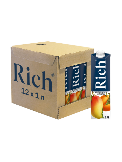 Нектар Rich апельсин и манго с мякотью, 1л