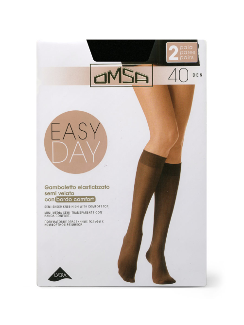 Гольфы женские Omsa Gambaletto Easy Day 40 den черные 2 пары, размер 3-4
