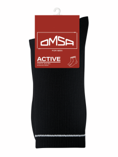 Носки мужские Omsa Active 115 Высокие полоска хлопок 75% черные размер 45-47