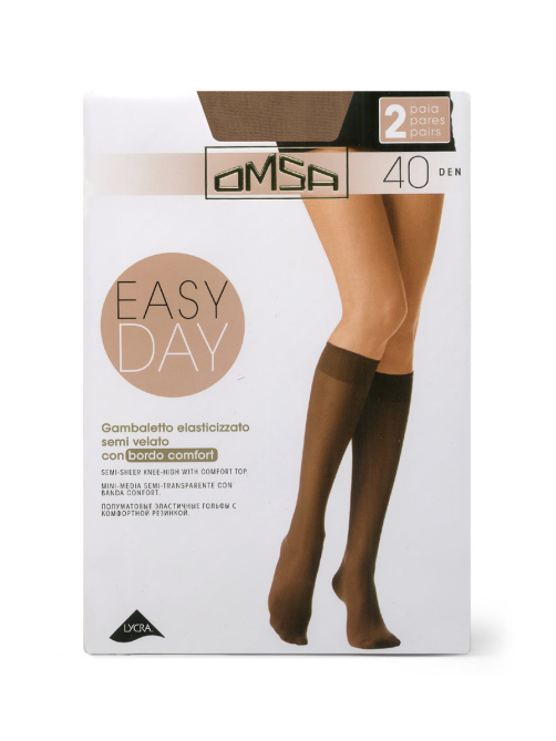 Гольфы женские Omsa Gambaletto Easy Day 40 den светлый телесный 2 пары, размер 3-4