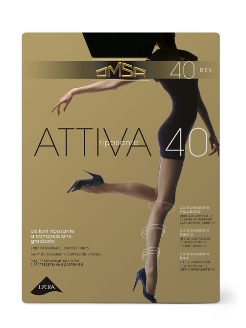 Колготки женские Omsa Attiva 40 den черные, размер 2