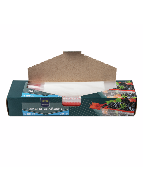 METRO PROFESSIONAL Пакет для пищевых продуктов со слайдером 18 x 22см, 1л х 15шт