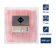 RIOBA Трубочка для коктейля одноразовая пластиковая красно-белая 21см, 500шт