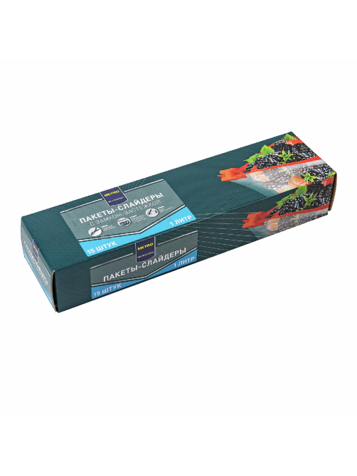 METRO PROFESSIONAL Пакет для пищевых продуктов со слайдером 18 x 22см, 1л х 15шт