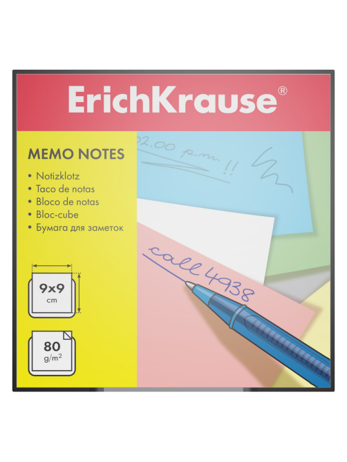 Бумага Erichkrause для записей белая в пластиковом блоке, 9 x 9 x 9см