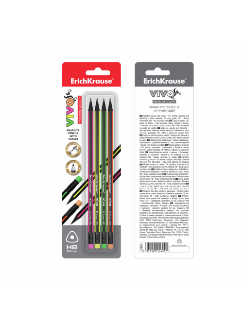 Карандаши чернографитовые Erichkrause Vivo, 4шт
