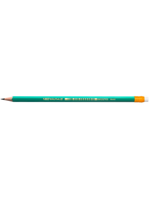 Карандаш чернографитовый BIC HB зеленый корпус с ластиком, 3шт