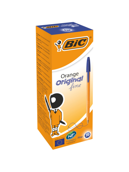 Ручка шариковая BIC Cristal оранжевая синие чернила, 20 шт