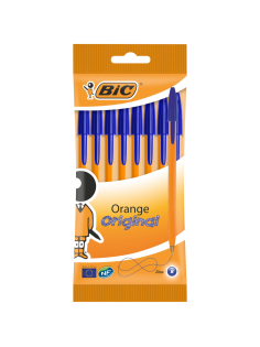 Ручка шариковая BIC Cristal оранжевая синие чернила, 8шт