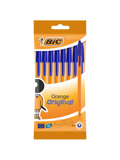 Ручка шариковая BIC Cristal оранжевая синие чернила, 8шт