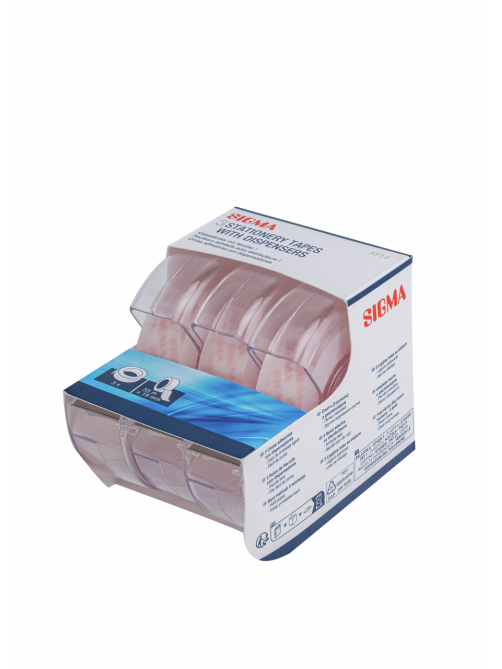 SIGMA Клейкая лента с диспенсером 33м x 19мм, 3шт