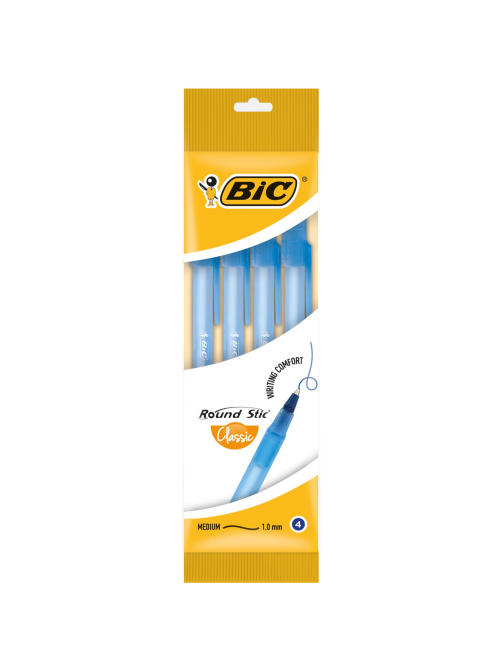 Ручка шариковая BIC классическая круглый корпус синяя, 4шт