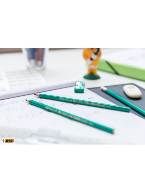 Карандаш чернографитовый BIC HB зеленый корпус, 3шт