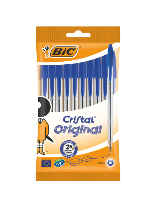 Ручка шариковая BIC Cristal оригинальная синяя, 10шт