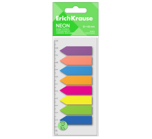 Закладки пластиковые Erichkrause Neon Arrows клейкие ассорти 12 x 45мм 8 цветов, 200л