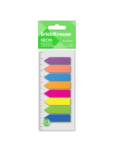 Закладки пластиковые Erichkrause Neon Arrows клейкие ассорти 12 x 45мм 8 цветов, 200л