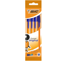 Ручка шариковая BIC Cristal оранжевая синие чернила, 4шт