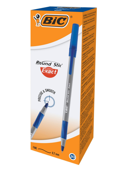 Ручка шариковая BIC классическая тонкое письмо синяя 0.7мм, 20шт