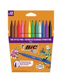 Цветные фломастеры BIC Kids невысыхающие, 12 цветов