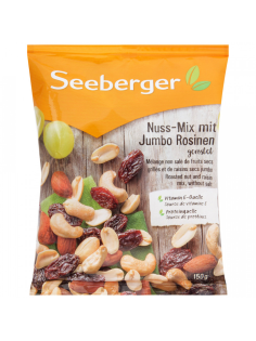 Смесь Seeberger обжаренные орехи и темный изюм Джамбо, 150г
