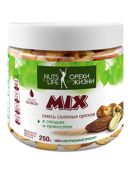 Смесь орехов Nuts for Life в специях и пряностях, 250г