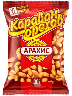 Арахис Караван орехов Premium жареный соленый, 90г