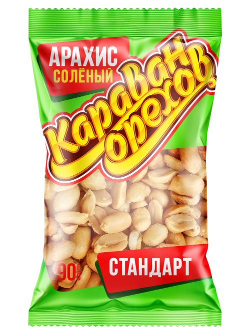 Арахис Караван орехов Стандарт жареный соленый, 90г
