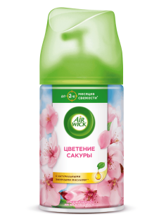 Освежитель воздуха аэрозольный AirWick Freshmatic Pure Цветущая сакура сменный баллон, 250мл