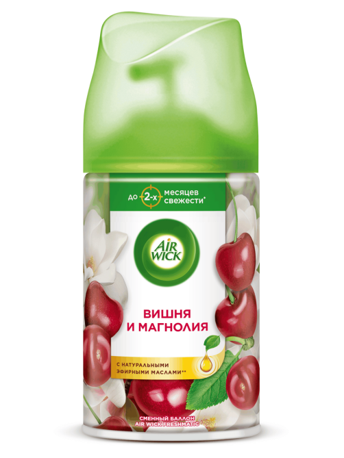 Освежитель воздуха аэрозольный AirWick Freshmatic Розовая магнолия и цветущая вишня сменный баллон, 250мл