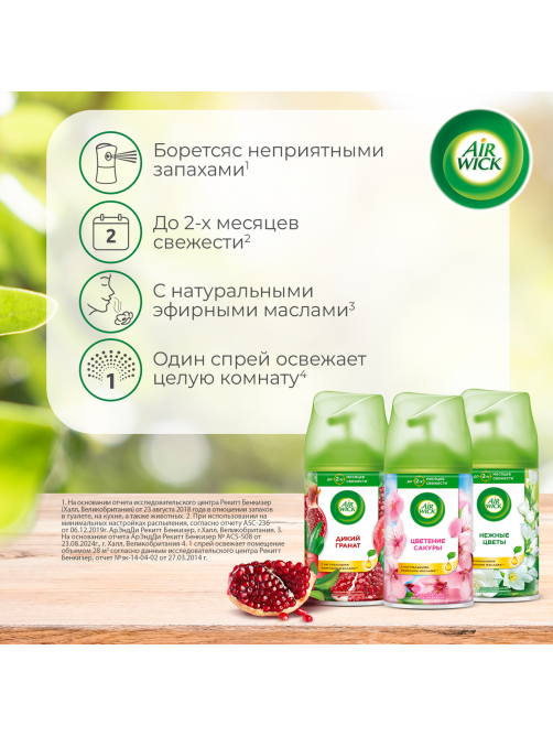 Освежитель воздуха аэрозольный AirWick Freshmatic Розовая магнолия и цветущая вишня сменный баллон, 250мл