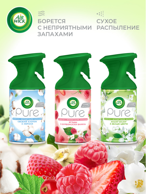 Освежитель воздуха AirWick Pure Иланг-иланг и Белые цветы, 250мл