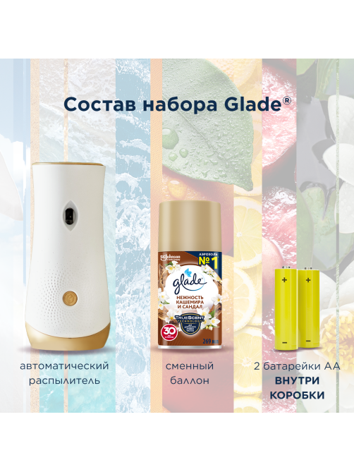Освежитель воздуха Glade автоматический нежность кашемира и сандал, 269мл