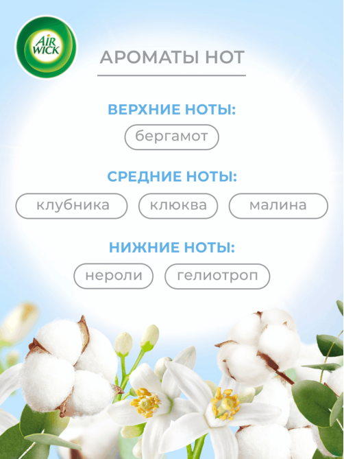 Освежитель воздуха AirWick Pure Свежий хлопок и Нероли, 250мл