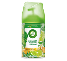 Освежитель воздуха аэрозольный AirWick Freshmatic Анти-табак. Бодрящий апельсин и бергамот сменный баллон, 250мл