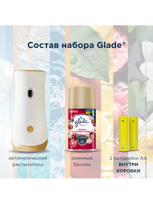 Автоматический освежитель воздуха Glade Automatic Пион и сочные ягоды основной блок, 269мл