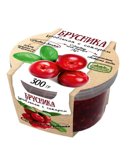 Брусника Егорьевские традиции дробленая с сахаром, 300г
