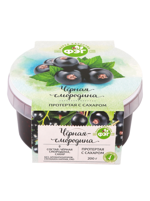 Смородина ФЭГ протертая с сахаром, 200г