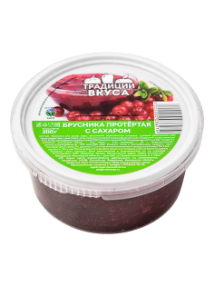 Брусника Традиции вкуса протертая с сахаром, 200г