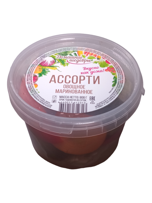 Ассорти овощное маринованное ТМ Домашние шедевры, 800г