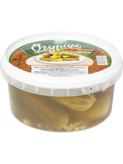 Огурцы соленые острые, 500г