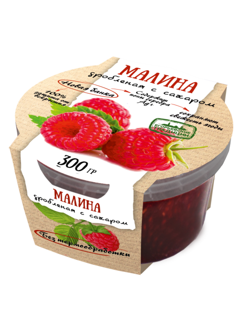 Малина Егорьевские традиции дробленая с сахаром, 300г