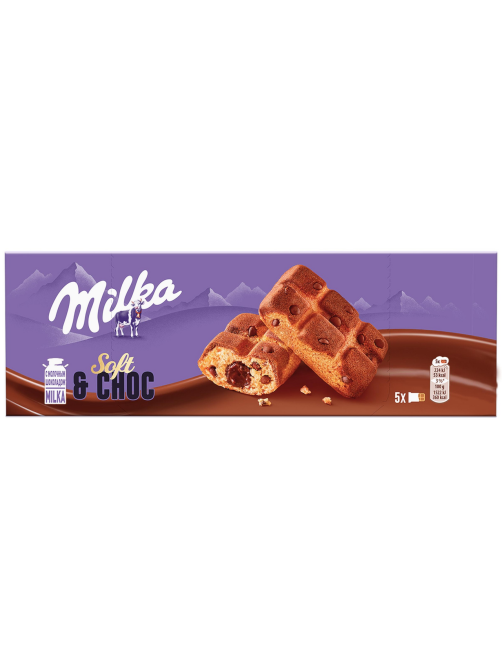 Пирожное бисквитное Milka Biscuits Милка с шоколадной начинкой и кусочками молочного шоколада, 175г