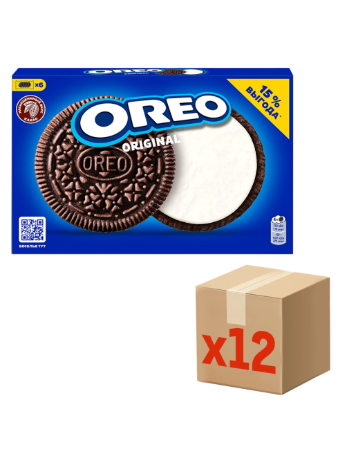 Печенье сэндвич Oreo Original с какао и начинкой с ванильным вкусом, 228г x 12 шт