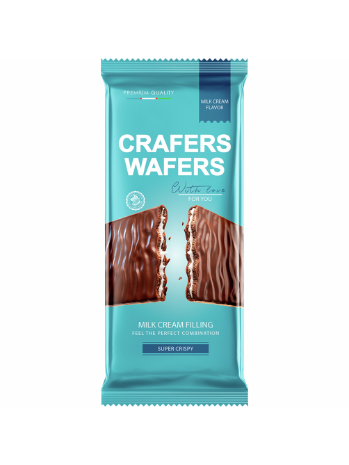 Плитка вафельная Crafers Wafers с молочной начинкой, 50г