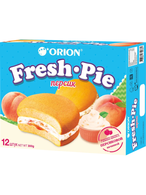 Пирожное Orion Fresh Pie Персик бисквитное (25г x 12шт), 300г